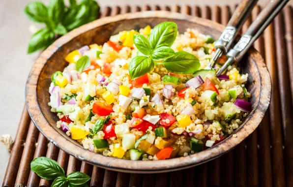 Vegetables, East, salad, Basil, quinoa