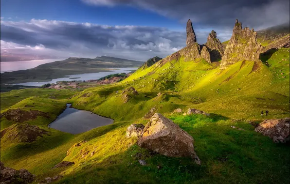 Picture the sun, lake, rocks, Scotland, Scotland, photographer Georg Scharf