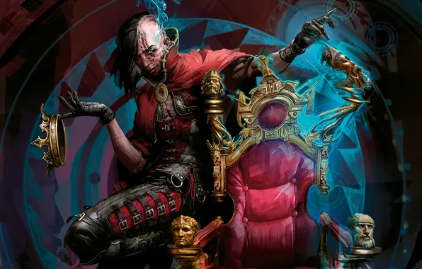 Dark, crown, male, the throne, grin, the wizard, Magic The Gathering, Dark Confidant
