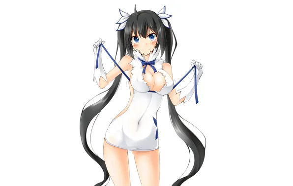 Picture girl, sexy, cleavage, long hair, dress, boobs, anime, beautiful