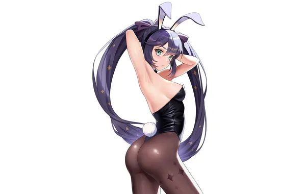 Girl, sexy, ass, cleavage, green eyes, long hair, boobs, animal ears