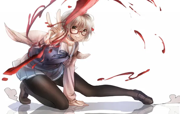 Look, girl, pose, blood, gesture, art, kyoukai no kanata, mirai kuriyama