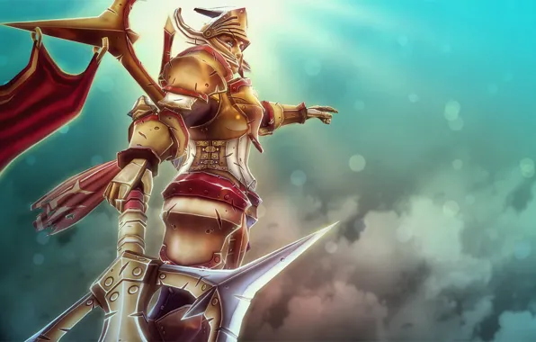 Picture weapons, art, warrior, armor, Legion Commander, Tresdin, girl, Dota 2