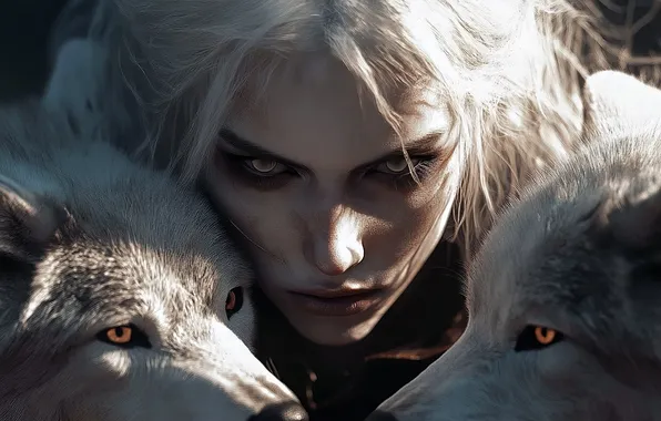 Look, girl, light, wolves, guy, white, white hair, makeup