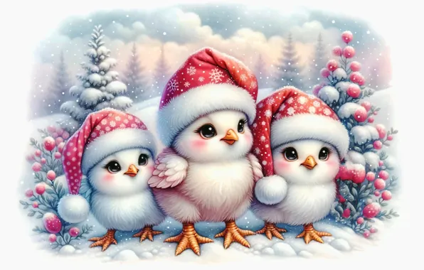 Winter, frost, forest, the sky, look, balls, snow, snowflakes