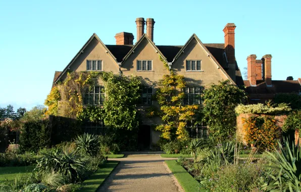 House, lawn, England, track, mansion, the bushes, Packwood House