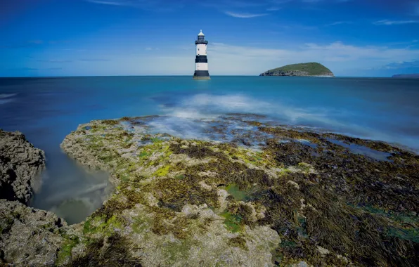 Coast, lighthouse, Wales