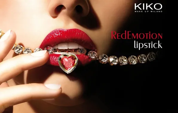 Picture girl, decoration, style, lips, diamonds