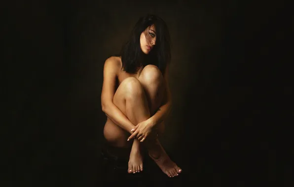 Look, girl, pose, background, model, naked, body, hands