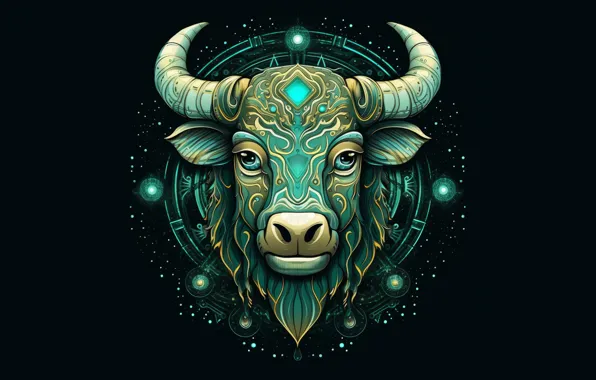Sign, symbol, black background, the signs of the zodiac, zodiac, Taurus, Taurus, astrology