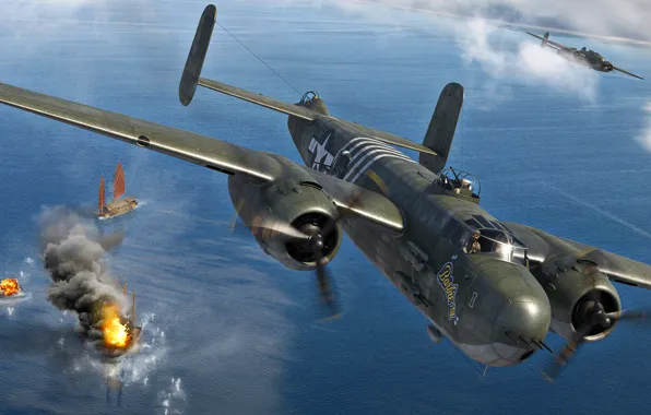 Wallpaper USA, Bomber, B-25, Medium bomber, B-25H Mitchell for mobile and  desktop, section авиация, resolution 3199x1799 - download
