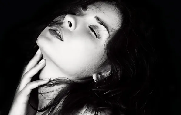 Girl, face, photo, Cerny background