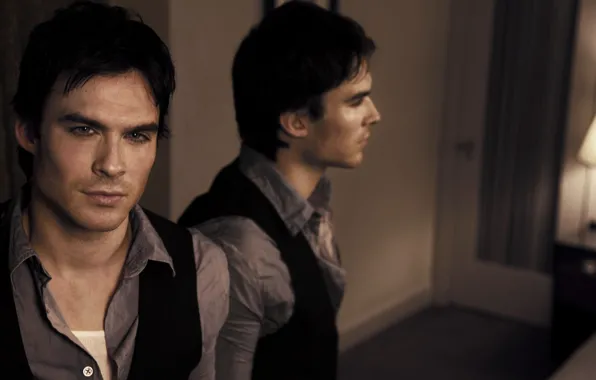 Picture room, mirror, actor, Ian Somerhalder