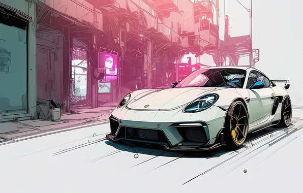 Car, porsche, inkpunk