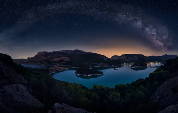 Mountains, night, height, The milky way