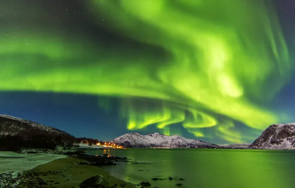Picture landscape, night, nature, Northern lights