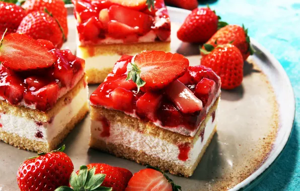 Berries, strawberry, cake, sweet, jelly