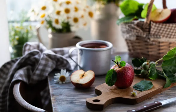 Apples, mug, red, compote, Karina Klachuk