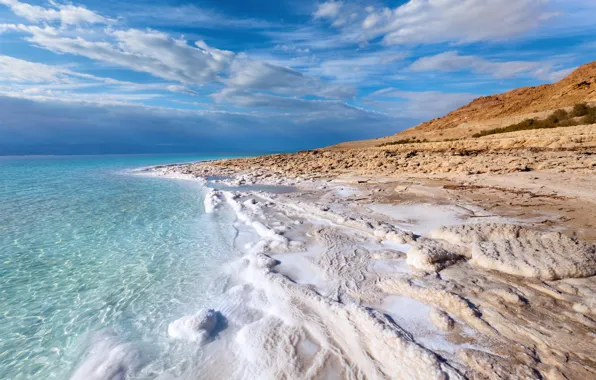 Sea, the sky, foam, clouds, salt