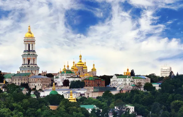 Picture the sky, the city, photo, Cathedral, temple, Ukraine, the monastery, Kiev