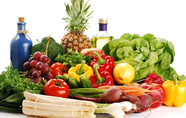 Picture bottle, fruit, vegetables