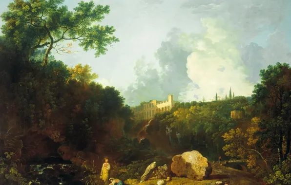 Picture landscape, picture, Landscape at Tivoli with View of the Villa of Maecenas, Richard Wilson