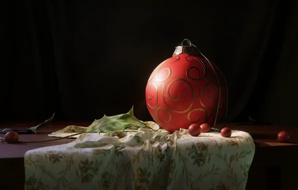 Rendering, mood, art, New year, new year's eve ball, Gregory Smith, Christmas Still Life