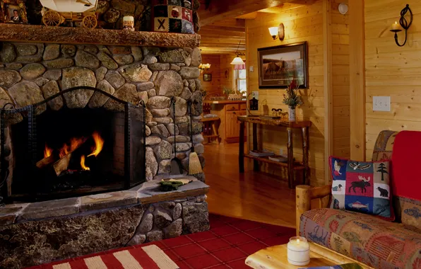 Design, style, interior, fireplace, living space, country house, ranch