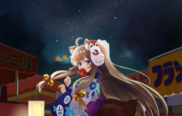 Night, girl, yukata