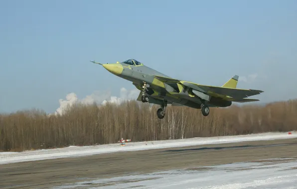 Picture Winter, The plane, Fighter, Day, Russia, T-50, Aviation, BBC