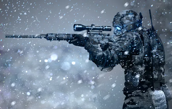 Snow, weapons, storm, sniper, rifle, Arctic