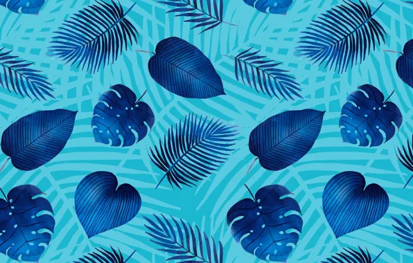 Picture leaves, blue, texture, blue background, pattern, leaves