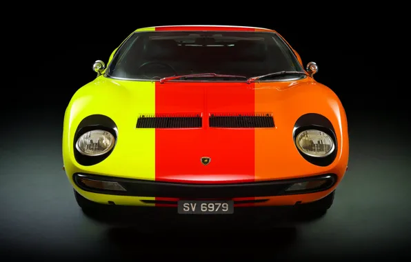 Color, Auto, Lamborghini, Machine, Classic, 1971, Lights, Car