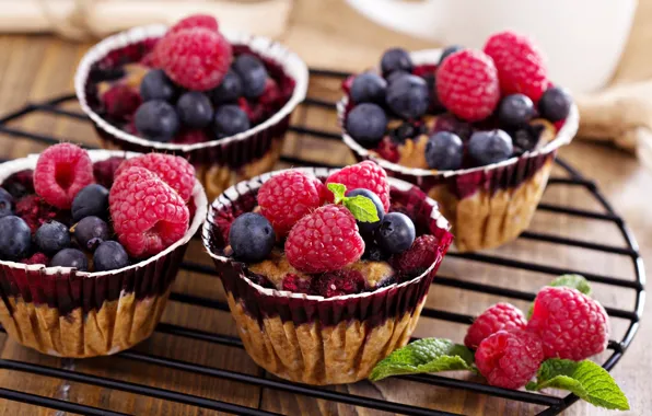 Picture photo, Food, Raspberry, Cakes, Blueberries, Blueberries