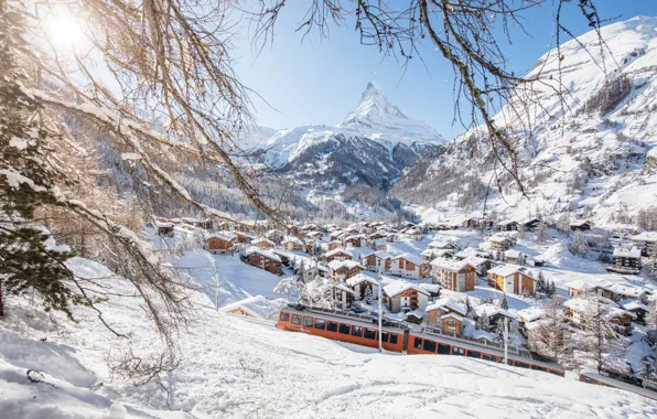 Picture Home, Winter, Mountains, Snow, Switzerland, Switzerland, Zermatt, Zermatt