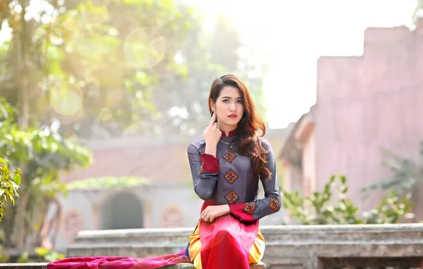 Girl, background, Asian