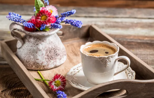 Flowers, coffee, Cup