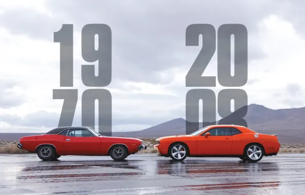 The sky, 2008, Dodge, Challenger, 1970, old vs new