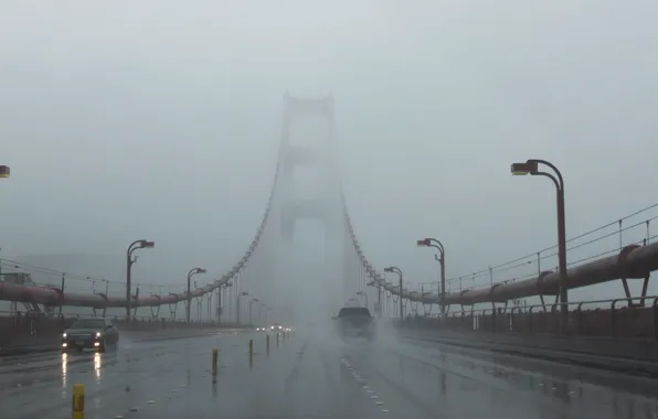 Picture machine, bridge, fog