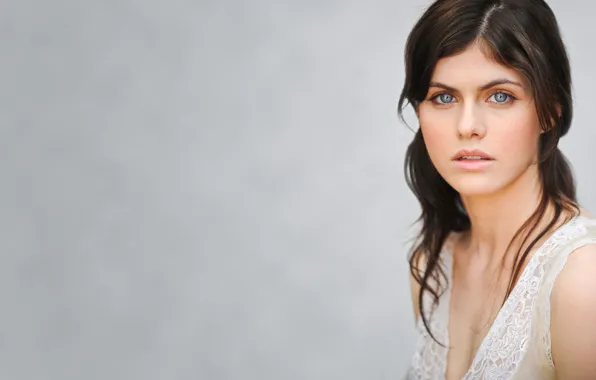 Look, girl, makeup, actress, brunette, blue-eyed, hair, Alexandra Daddario