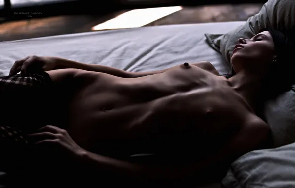 Chest, girl, sexy, body, lips, bed, twilight, undresses