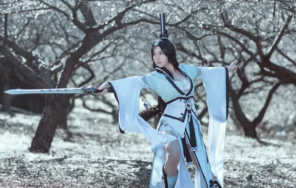 Picture look, girl, pose, style, sword, cosplay, East