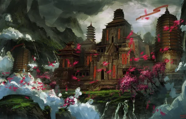 Mountains, tower, Kezia