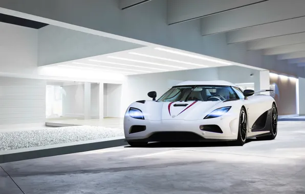 White, glare, the building, Koenigsegg, white, front, Agera R, koenigseg