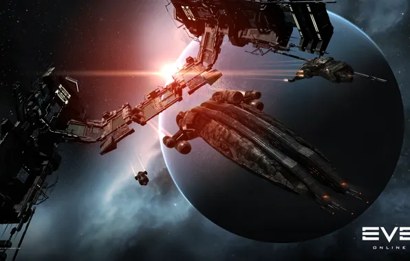 Nebula, planet, station, Space, space, spaceship, eve online, space ship