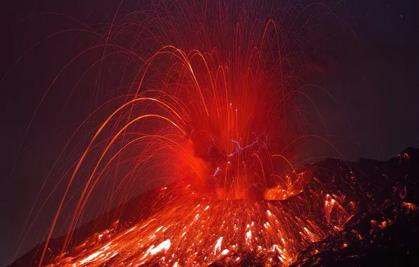 Ash, fire, element, smoke, the volcano, lava, Sakurajima