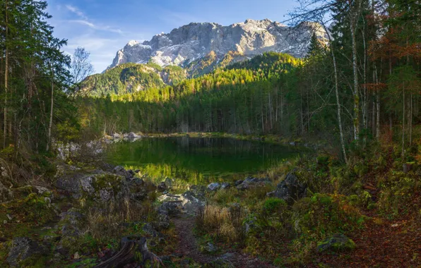 Autumn, landscape, mountains, nature, lake, Germany, Bayern, Alps