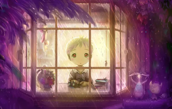 Boy, Rain, Window