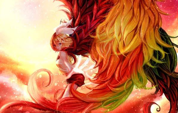 Wings, anime, art, Vocaloid, Vocaloid, Rin