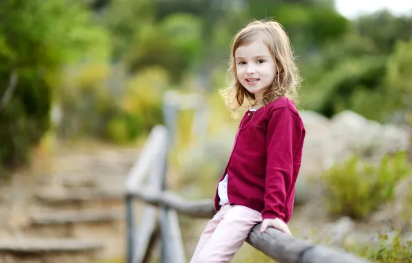 Picture fence, blonde, girl